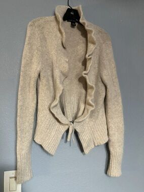 ELENA SOLANO OPEN FRONT CÁRDIGAN KNIT RUFFLE, FRONT TIE SWEATER